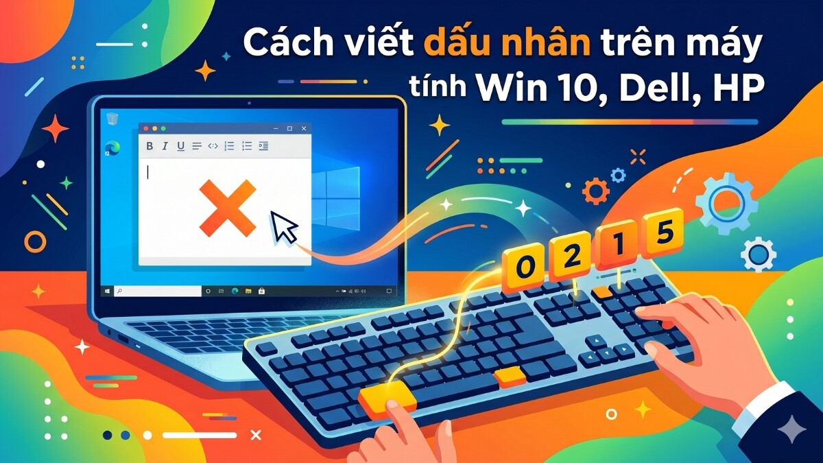 Cách viết dấu nhân trên máy tính Win 10, Dell, HP